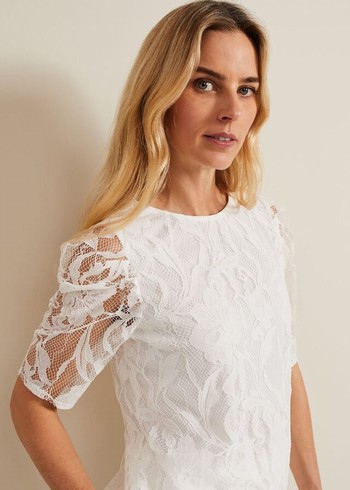 Phase Eight Kaycee Scallop Lace T Shirts White Australia | KY9203587